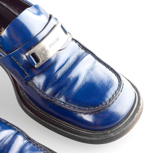 Prada Vintage Blue Leather Loafers (38,5 EU)