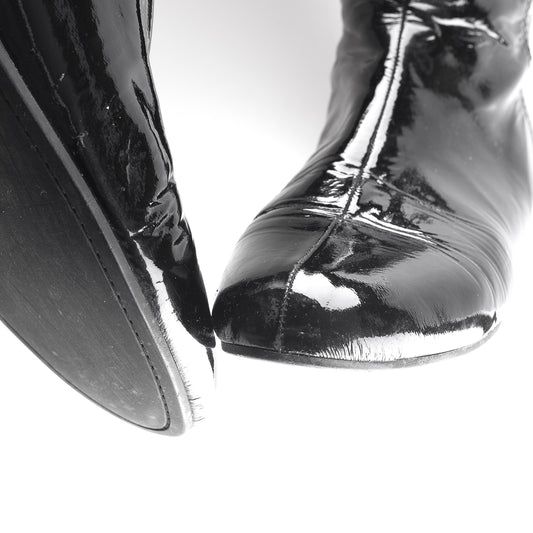 Miu Miu Black Patent Leather Vintage Buckle Boots (39 EU)
