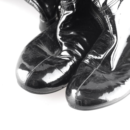 Miu Miu Black Patent Leather Vintage Buckle Boots (37 EU)