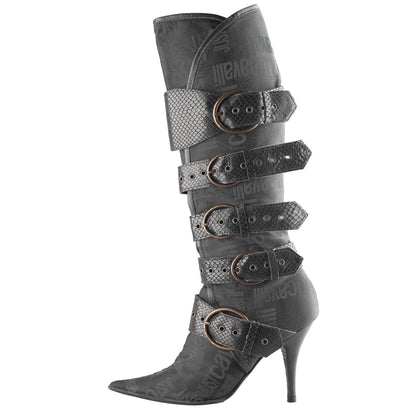 Just Cavalli Black Monogram Vintage Pointed Toe Boots (38 EU)