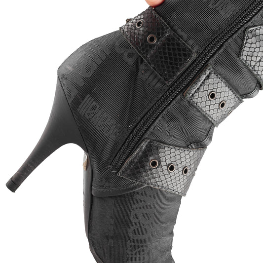 Just Cavalli Black Monogram Vintage Pointed Toe Boots (38 EU)