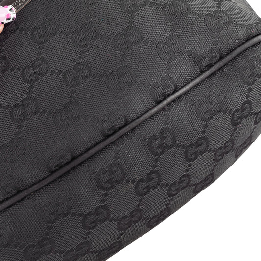 Gucci Black Monogram Baguette Vintage Shoulder Bag