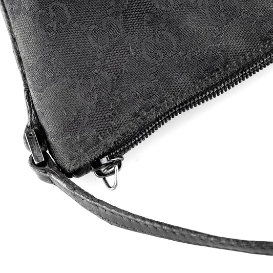 Gucci Black Monogram Baguette Vintage Shoulder Bag