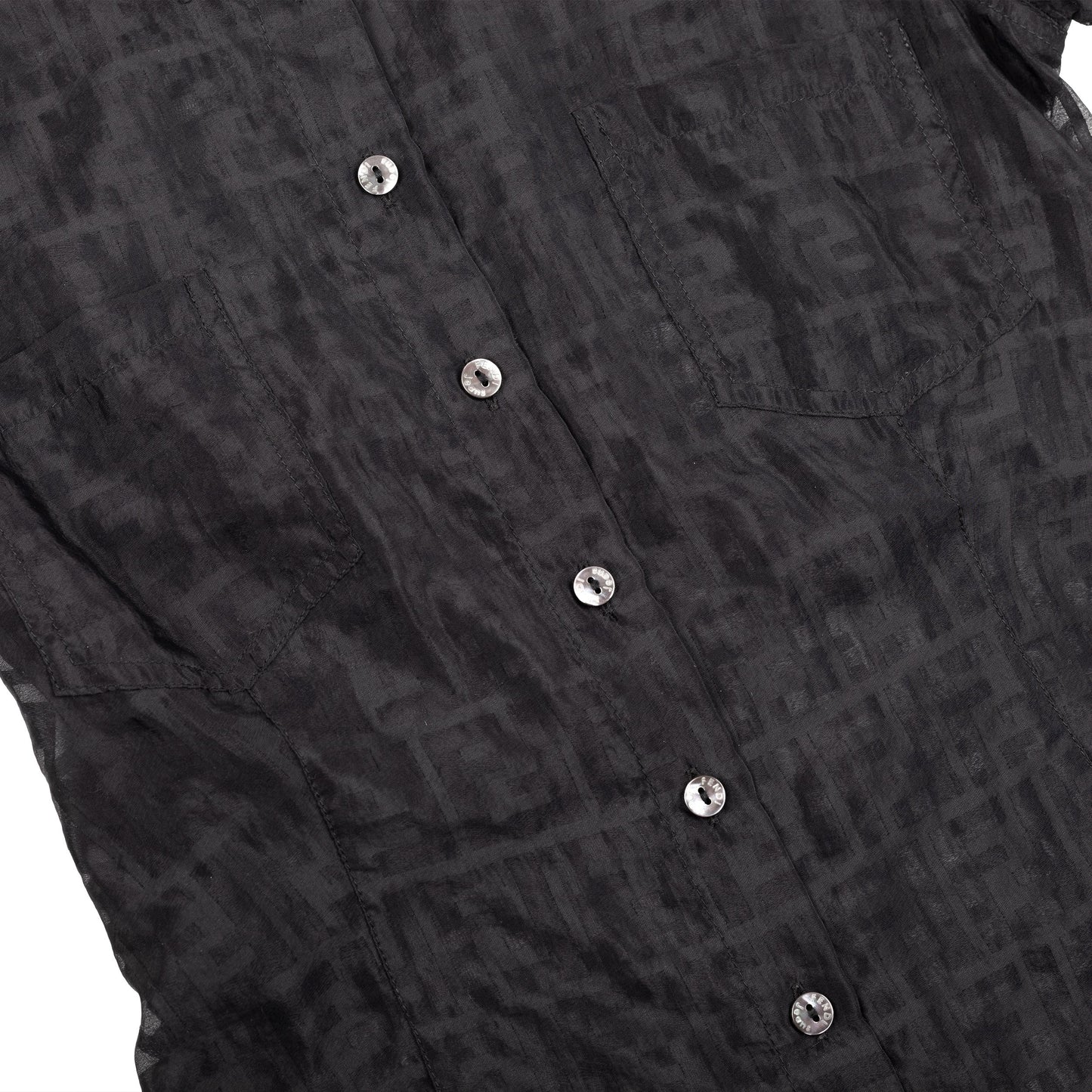 Fendi Zucca Black Mesh Button-Up Shirt