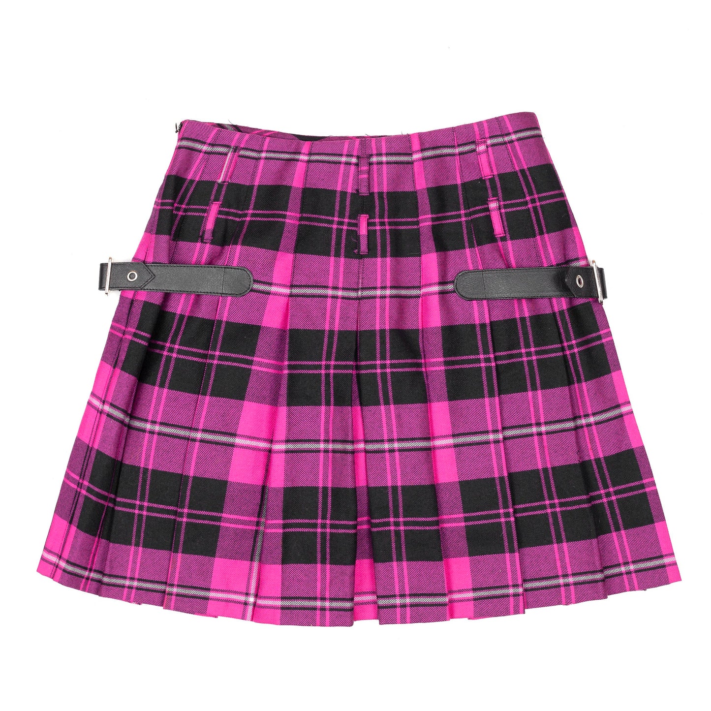 Vintage Dolce & Gabbana Pink Tartan Asymmetrical Belted Mini Skirt