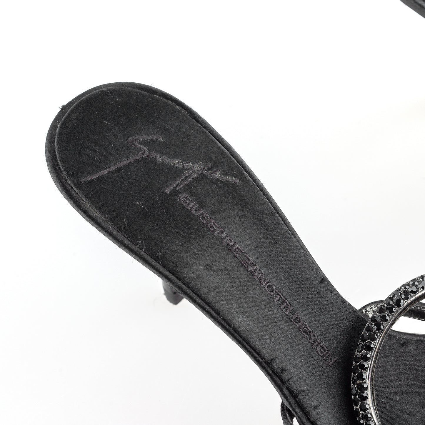Giuseppe Zanotti Vintage Black Satin Sandal Kitten Heels (37 IT/38 EU)