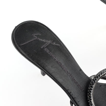 Giuseppe Zanotti Vintage Black Satin Sandal Kitten Heels (37 IT/38 EU)