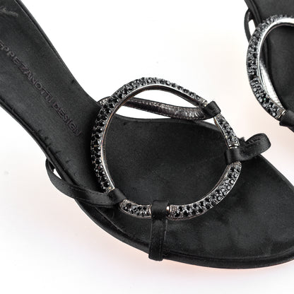 Giuseppe Zanotti Vintage Black Satin Sandal Kitten Heels (37 IT/38 EU)
