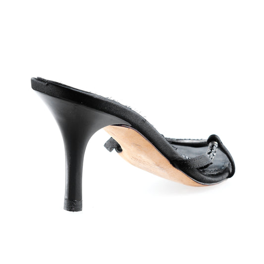 Giuseppe Zanotti Vintage Black Satin Sandal Kitten Heels (37 IT/38 EU)