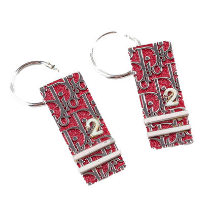 Christian Dior Monogram Trotter Red Silver Vintage Earrings