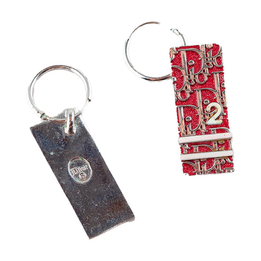 Christian Dior Monogram Trotter Red Silver Vintage Earrings