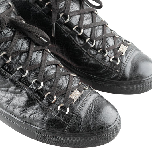 Balenciaga Arena High Black Leather Shoes (43 IT/ 44 EU)