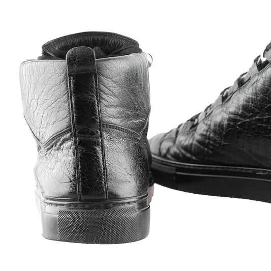 Balenciaga Arena High Black Leather Shoes (43 IT/ 44 EU)