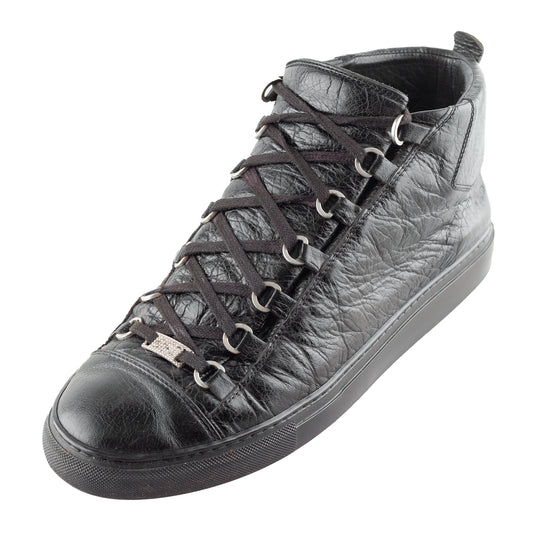 Balenciaga Arena High Black Leather Shoes (43 IT/ 44 EU)