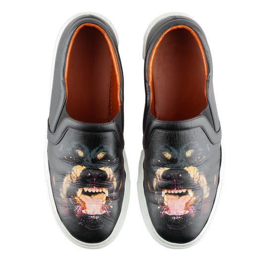 Givenchy Paris by Tisci 2011 Rottweiler Black Leather Slip Ons (42 IT/43 EU)