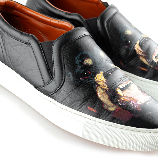 Givenchy Paris by Tisci 2011 Rottweiler Black Leather Slip Ons (42 IT/43 EU)