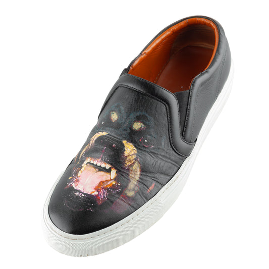 Givenchy Paris by Tisci 2011 Rottweiler Black Leather Slip Ons (42 IT/43 EU)