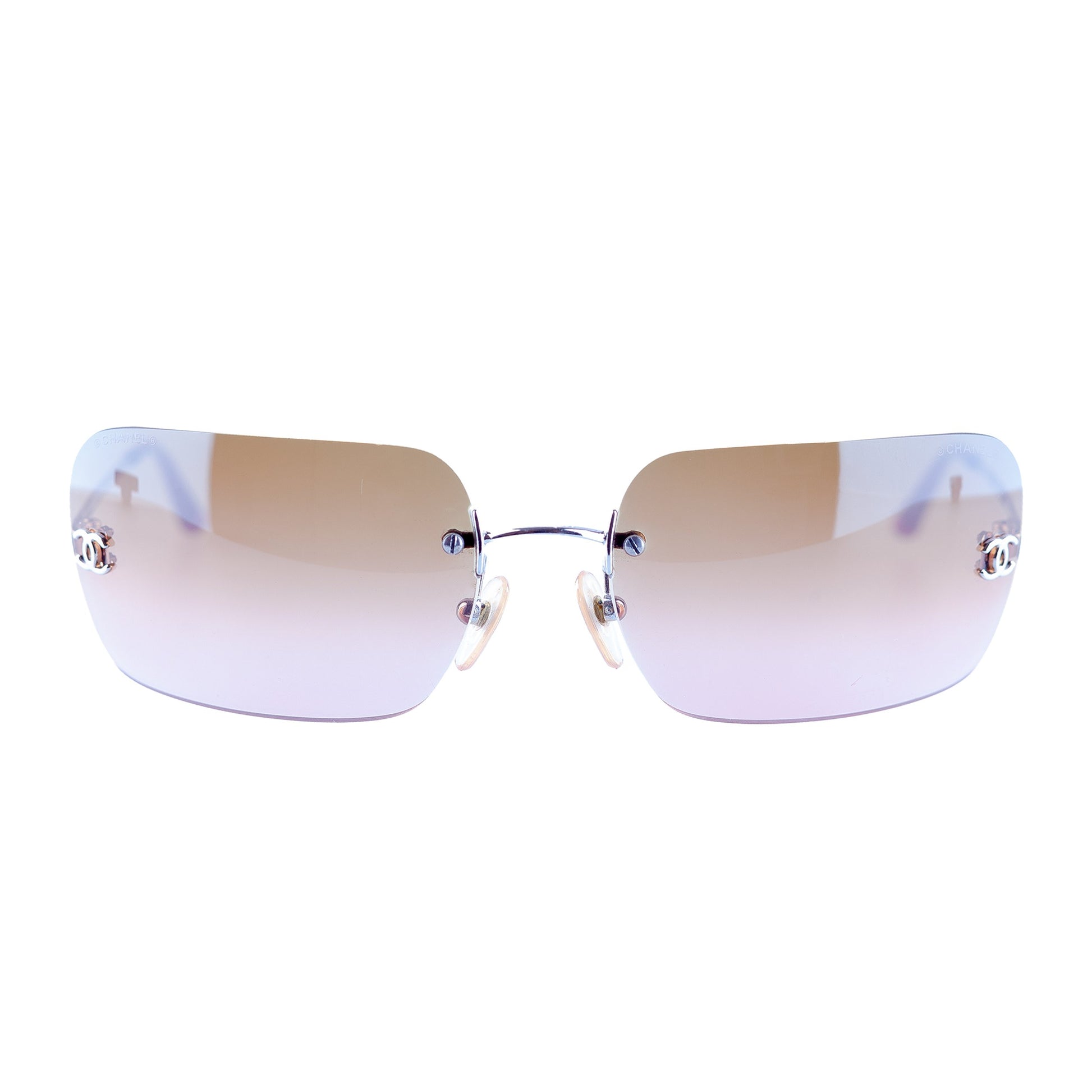 Chanel 4017 CC Logo Rimless Brown & Magenta Gradient Sunglasses