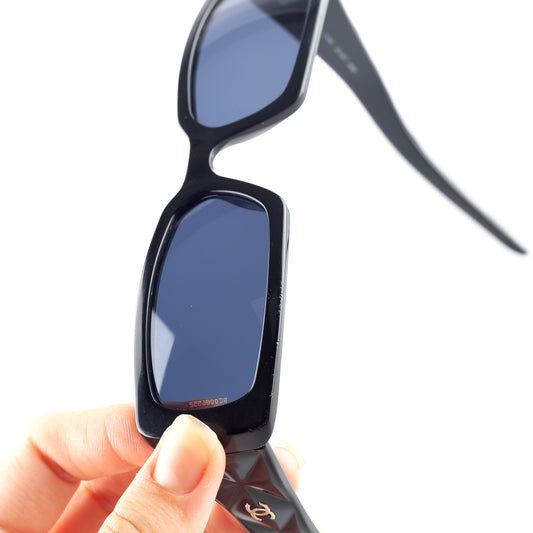 Chanel 5046 501/91 Black Vintage Padded Rectangle Sunglasses