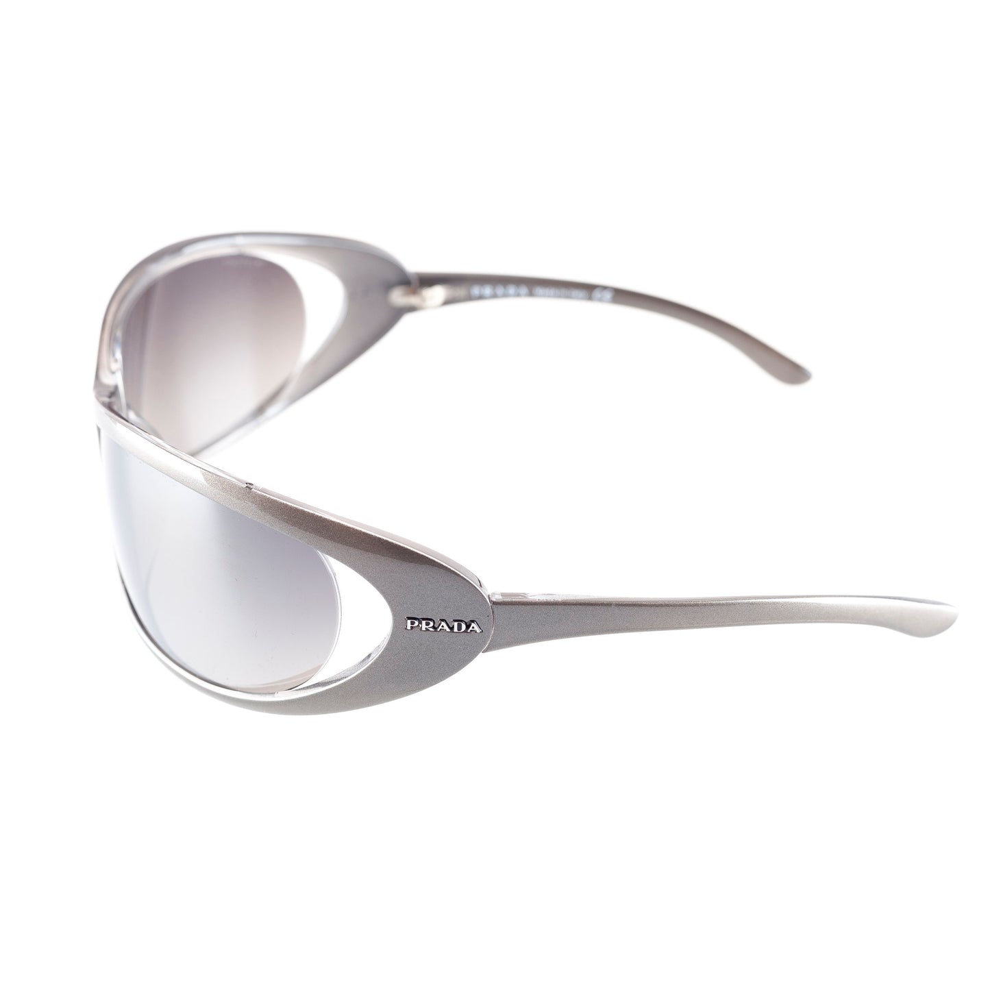 Prada SPR 051 Oval Metallic Gray Sunglasses