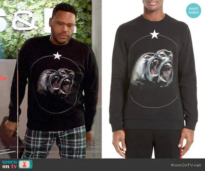 Givenchy Paris S/S 2016 Monkey Brothers Vintage Black Sweatshirt (S)