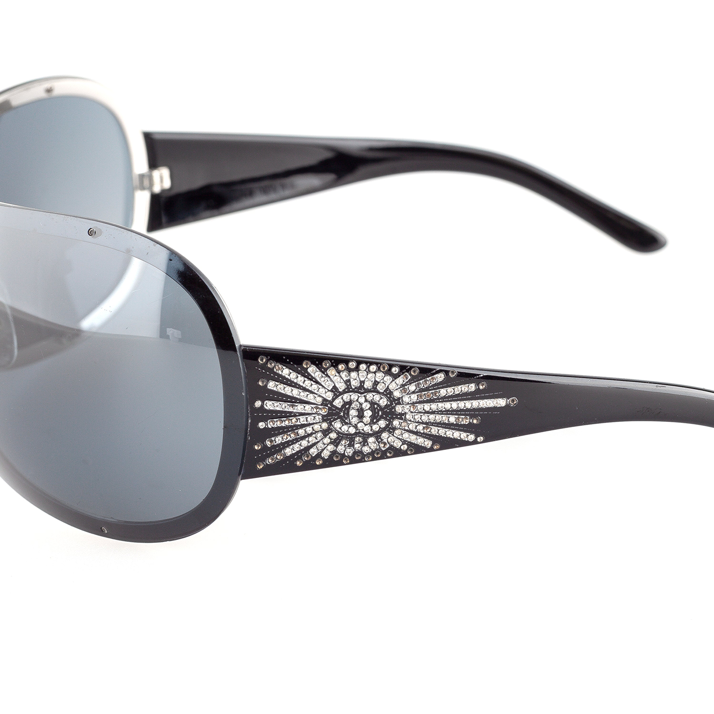 Chanel 40148B Vintage Black Shield Sunglasses