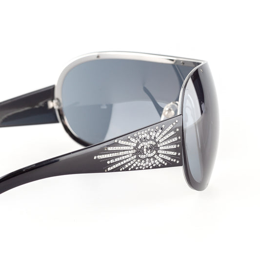 Chanel 40148B Vintage Black Shield Sunglasses