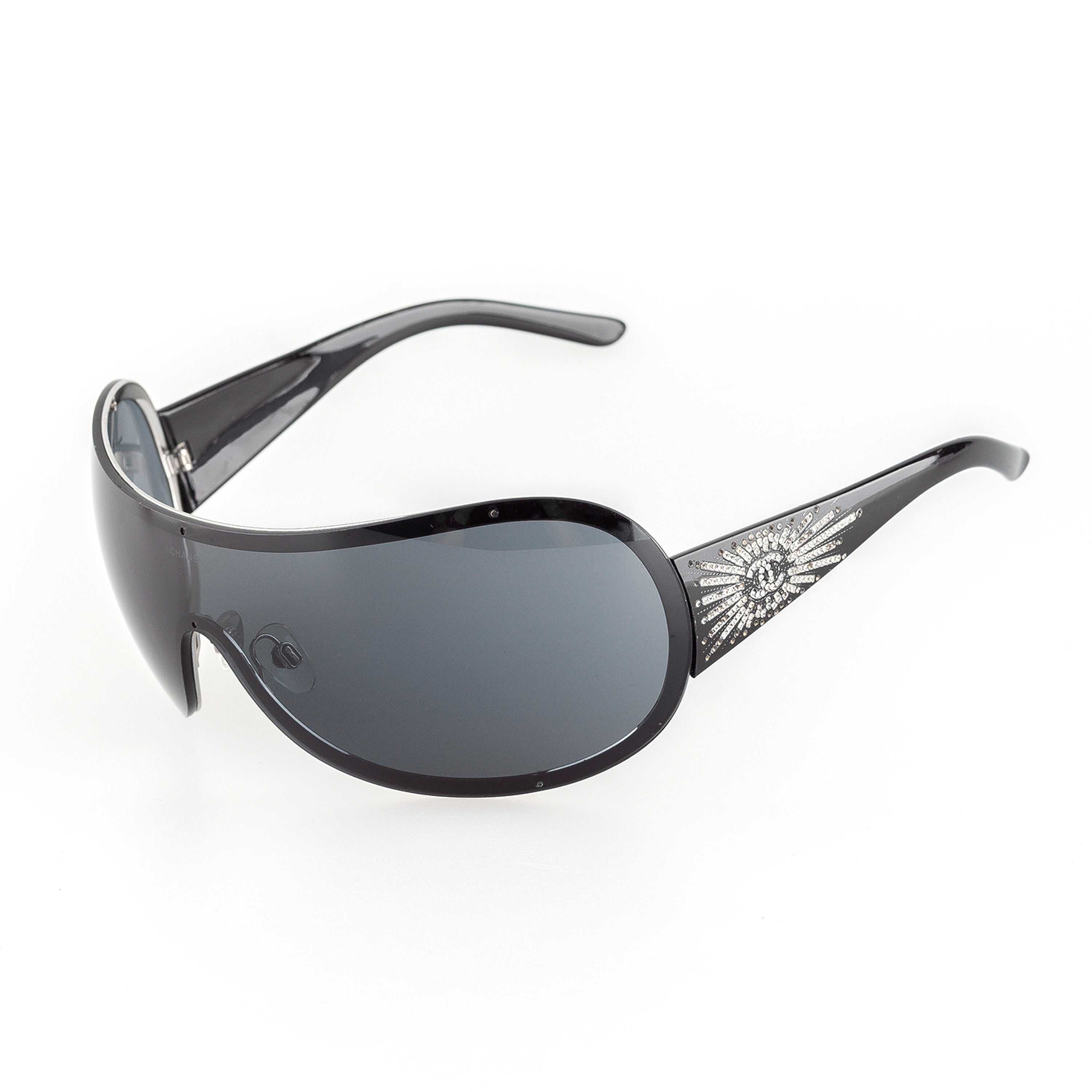 Chanel 40148B Vintage Black Shield Sunglasses