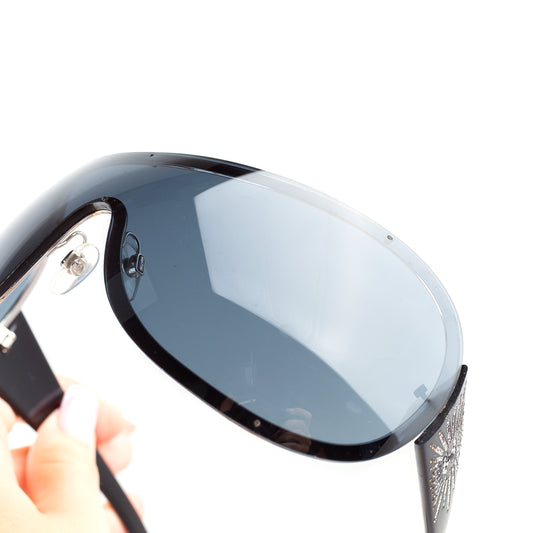 Chanel 40148B Vintage Black Shield Sunglasses