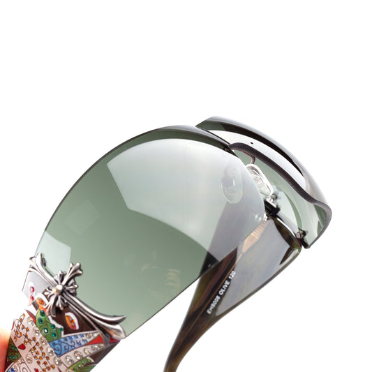 Ed Hardy by Christian Audigier EH0008 Olive Cross Shield Vintage Tattoo Sunglasses