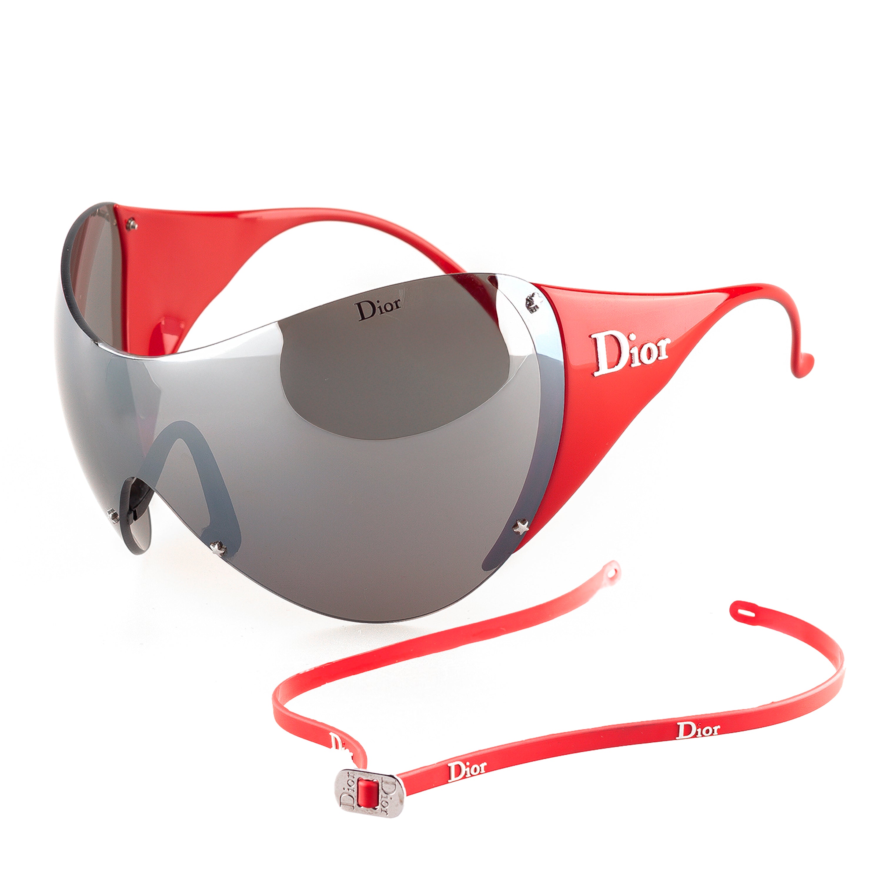 Christian Dior “DIOR SKI 1”  Vintage Red Shield Mask Sunglasses