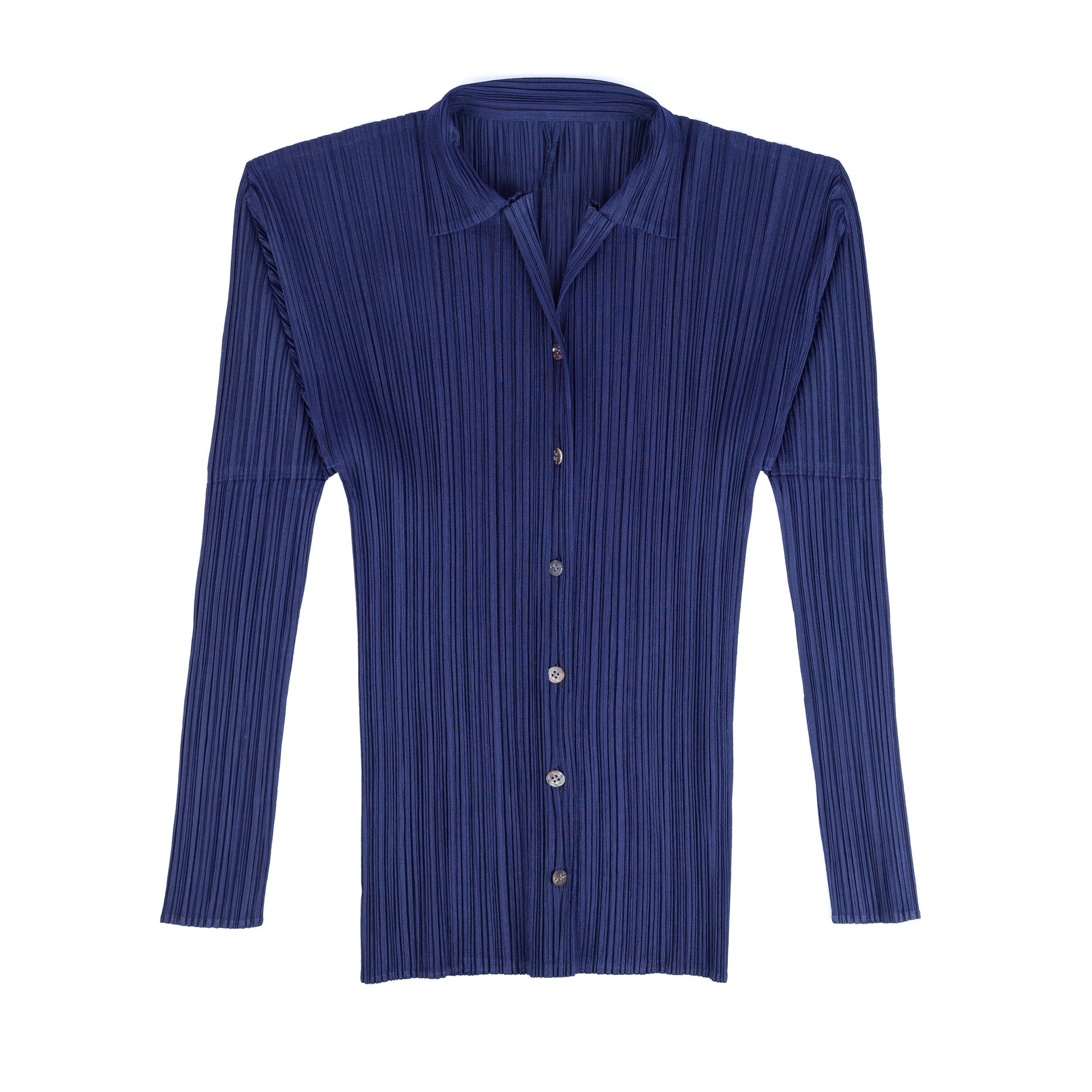 Issey Miyake Pleats Please Navy Long Sleeved Shirt