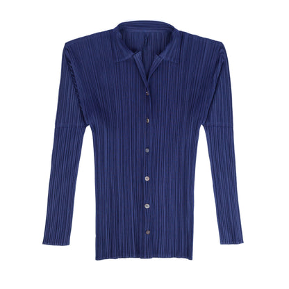 Issey Miyake Pleats Please Navy Long Sleeved Shirt