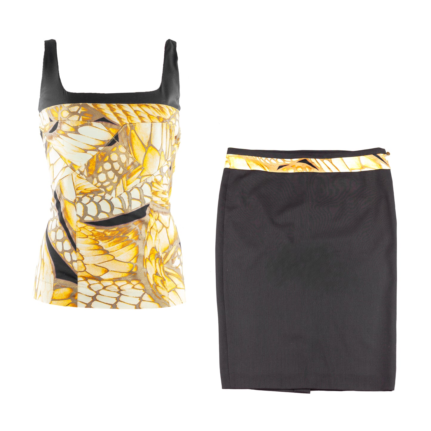 Just Cavalli Vintage Yellow Feathers Bustier (S)