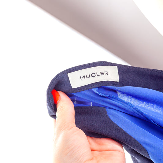 Thierry Mugler Blue/Black Long Sleeve Shirt (M)