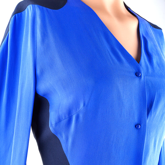 Thierry Mugler Blue/Black Long Sleeve Shirt (M)