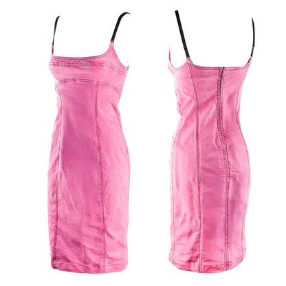 Plein Sud Vintage Pink Denim Bodycon Pencil Dress (S)