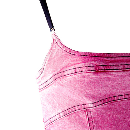 Plein Sud Vintage Pink Denim Bodycon Pencil Dress (S)