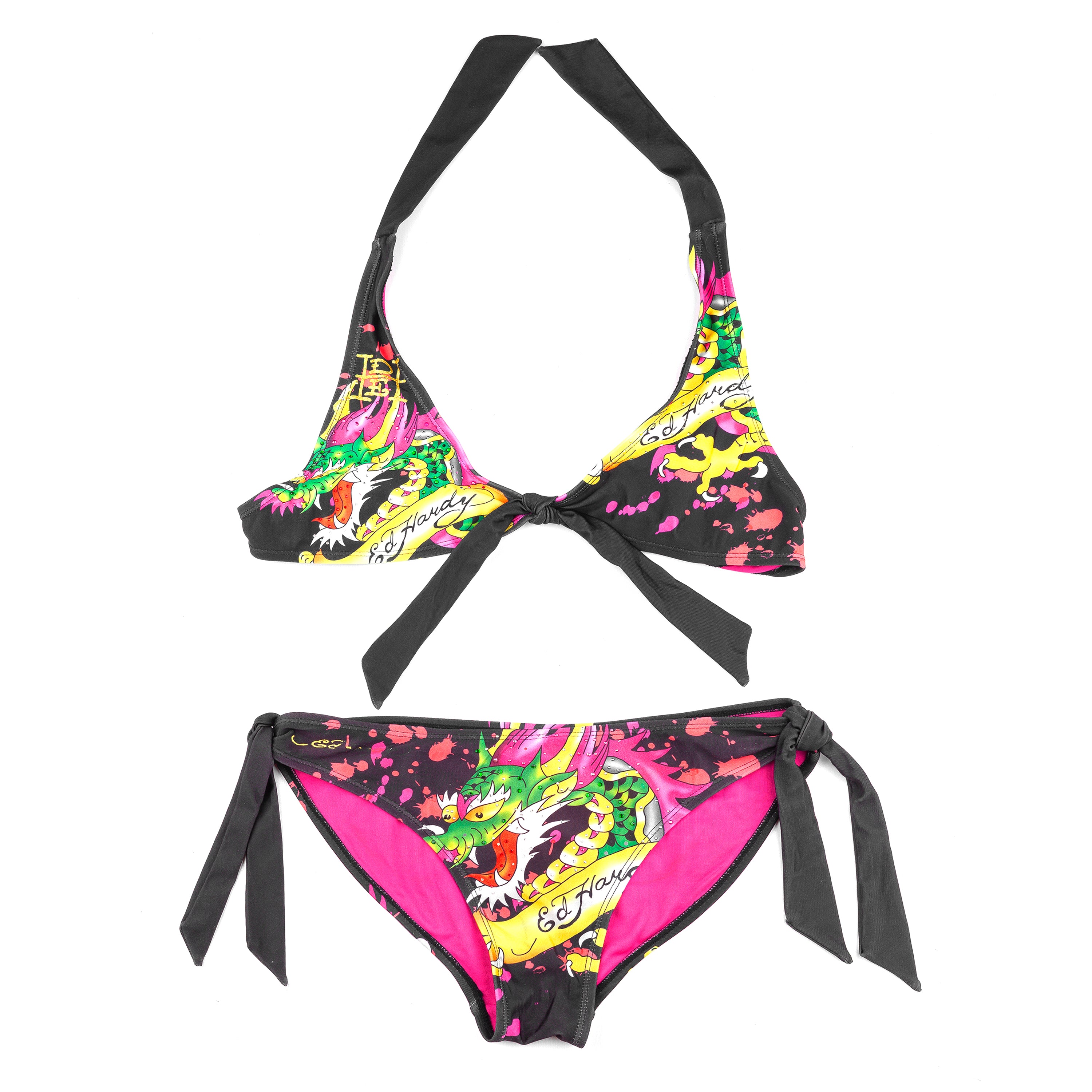 Ed Hardy by Christian Audigier Black Vintage Tattoo Bikini (XL)