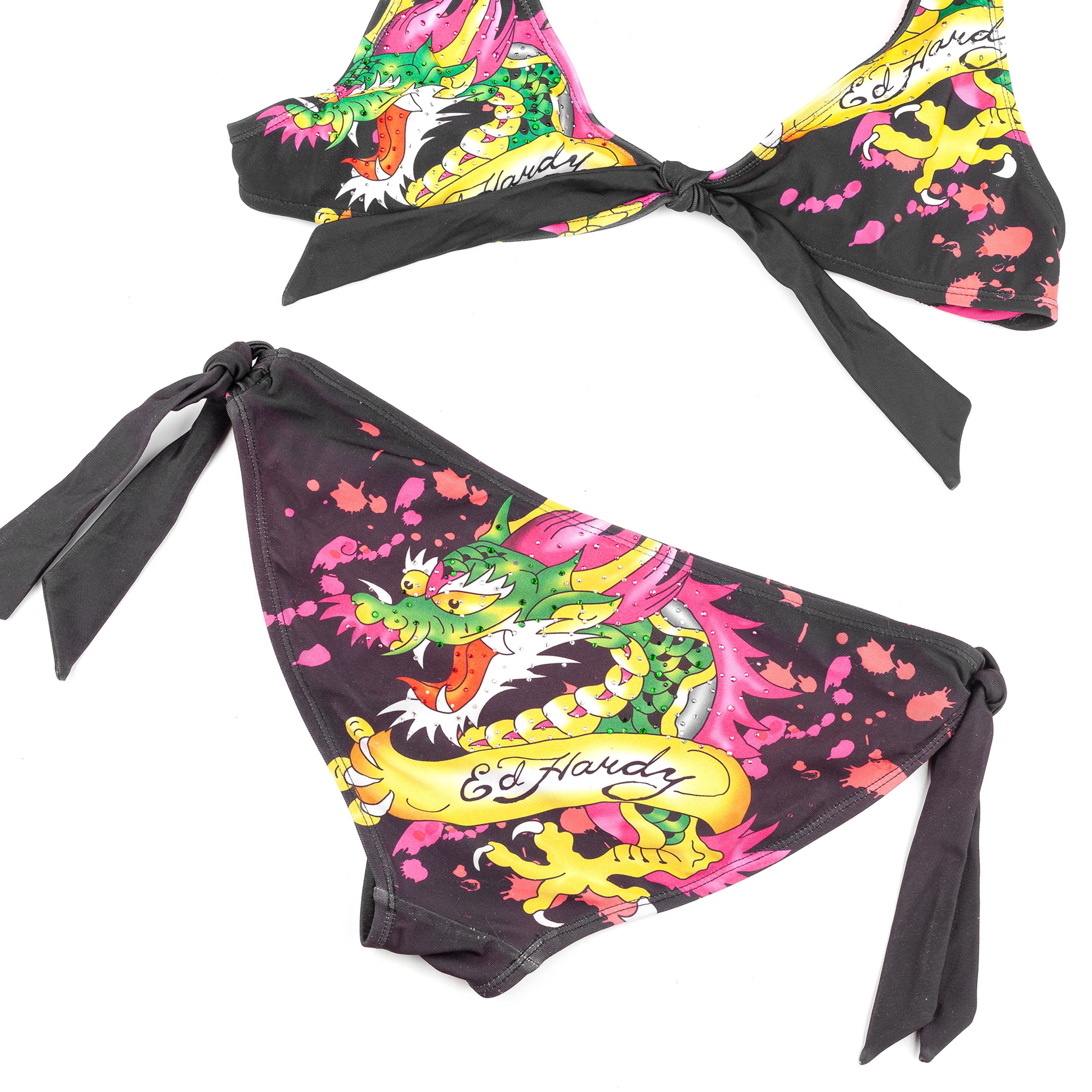 Ed Hardy by Christian Audigier Black Vintage Tattoo Bikini (XL)