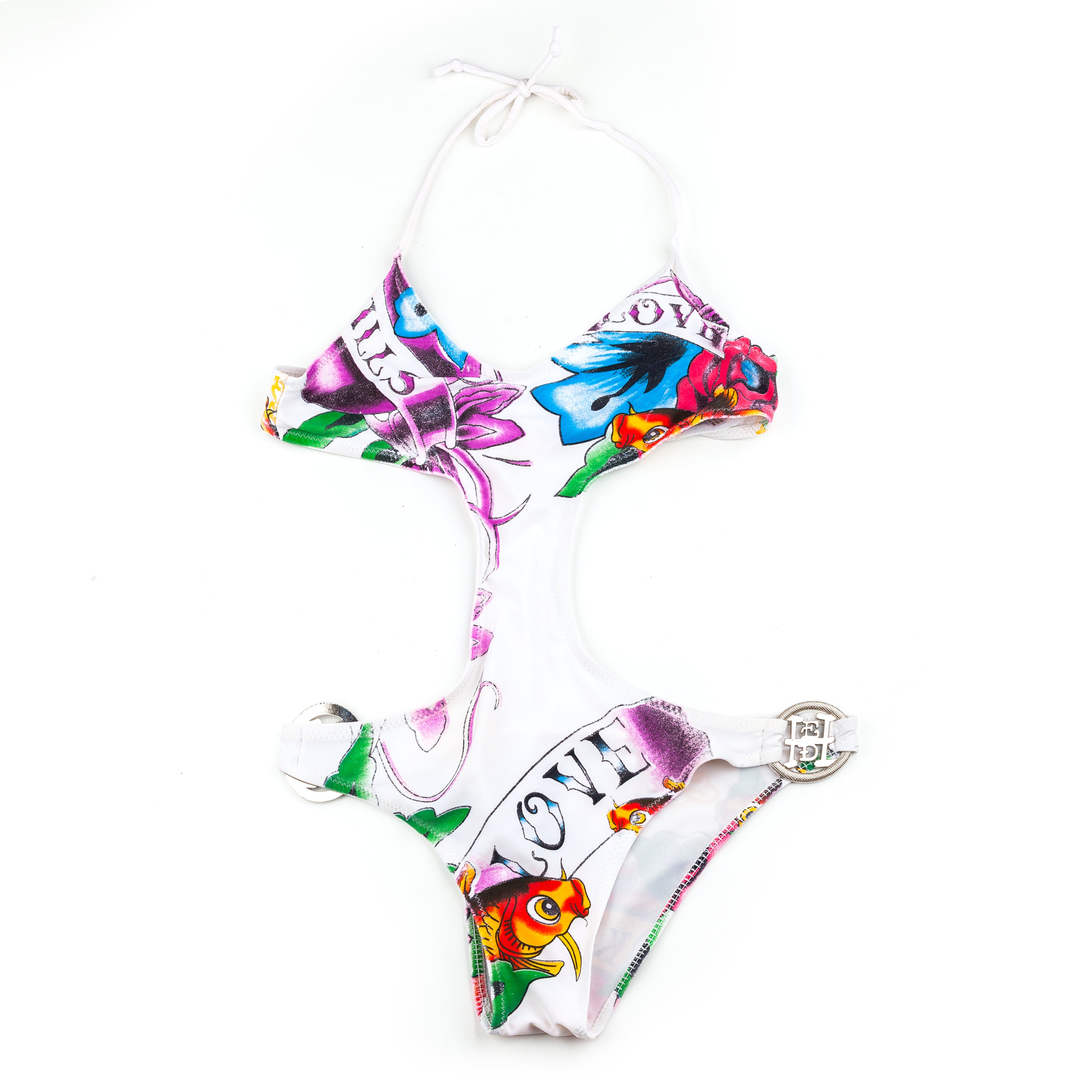 Ed Hardy by Christian Audigier White Vintage Tattoo Trikini (S)