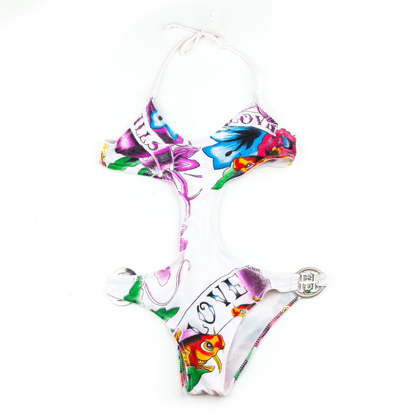 Ed Hardy by Christian Audigier White Vintage Tattoo Trikini (S)