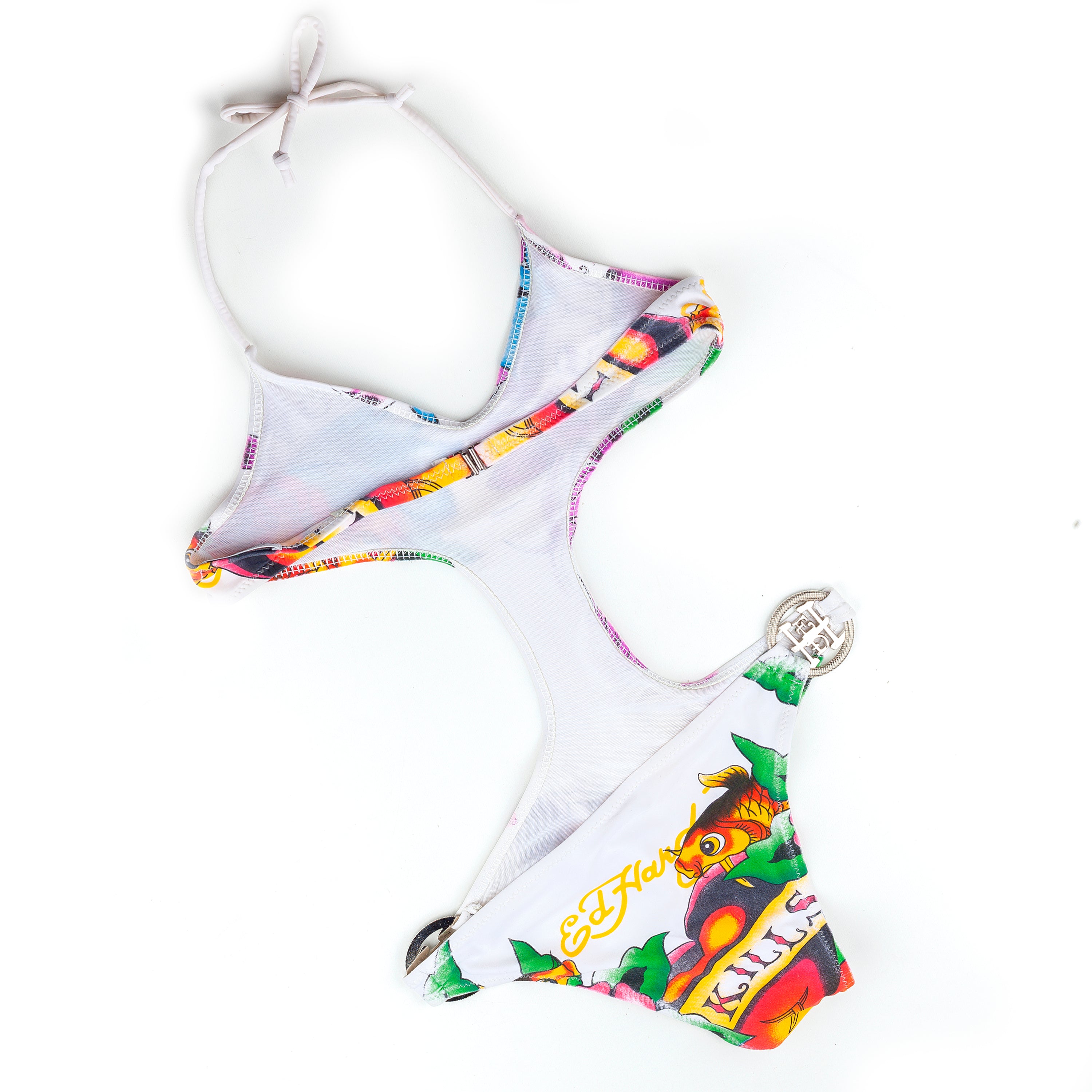Ed Hardy by Christian Audigier White Vintage Tattoo Trikini (S)
