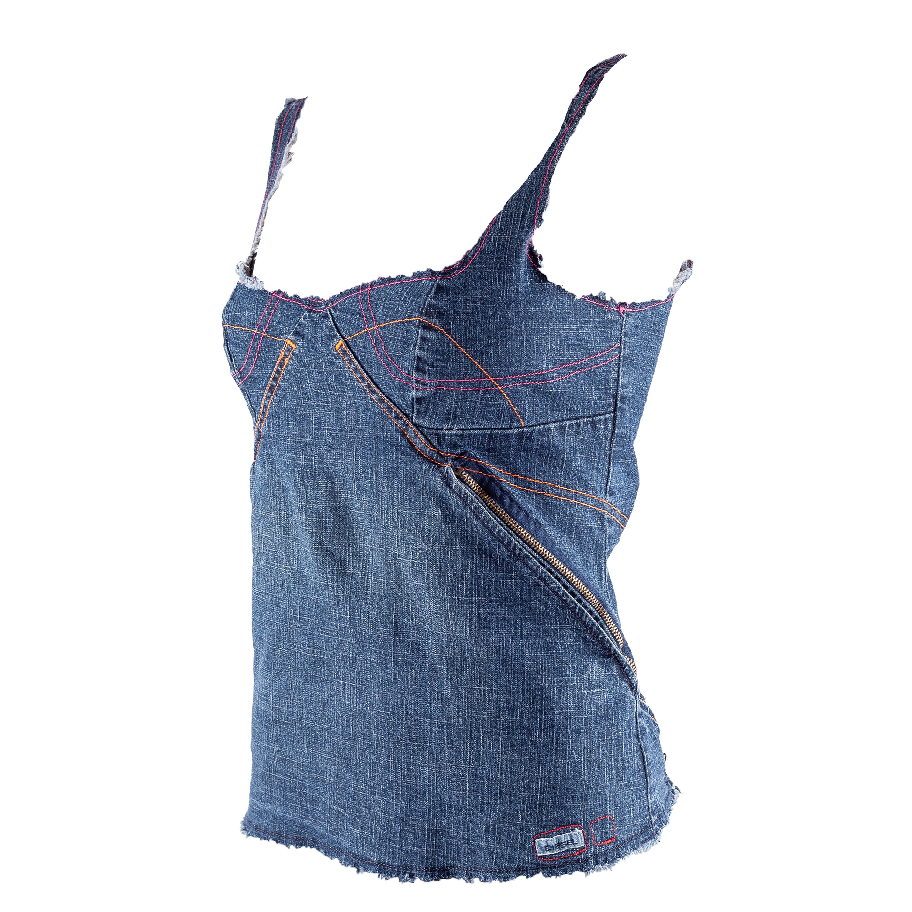Diesel Vintage Denim Contrast Stitching Corset Bustier Top (XL)