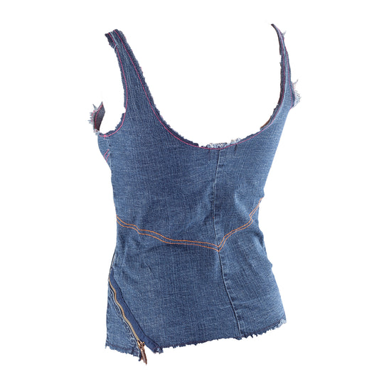 Diesel Vintage Denim Contrast Stitching Corset Bustier Top (XL)