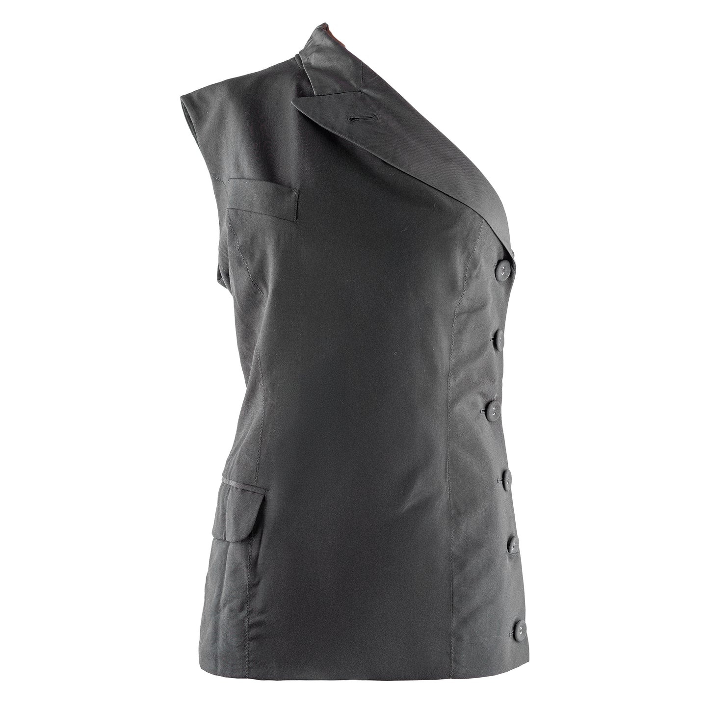 Jean Paul Gaultier JPG 1997 Vintage Black One Shoulder Fitted Vest Top (M)