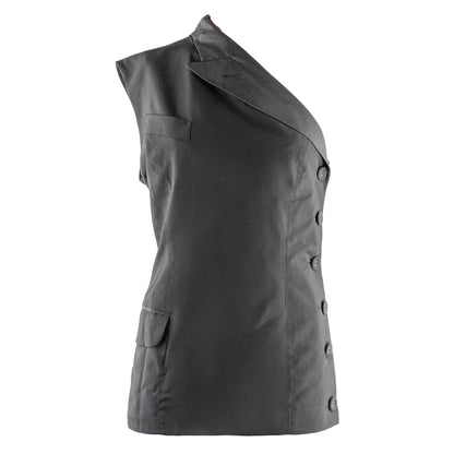 Jean Paul Gaultier JPG 1997 Vintage Black One Shoulder Fitted Vest Top (M)