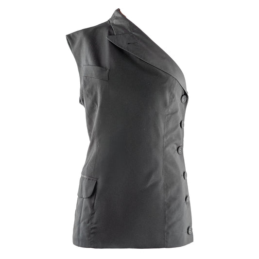 Jean Paul Gaultier JPG 1997 Vintage Black One Shoulder Fitted Vest Top (M)