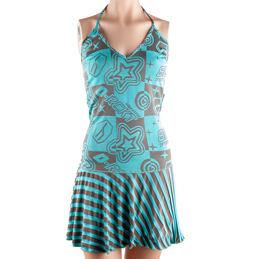 Diesel Turquoise Brown Vintage Summer Dress (M)