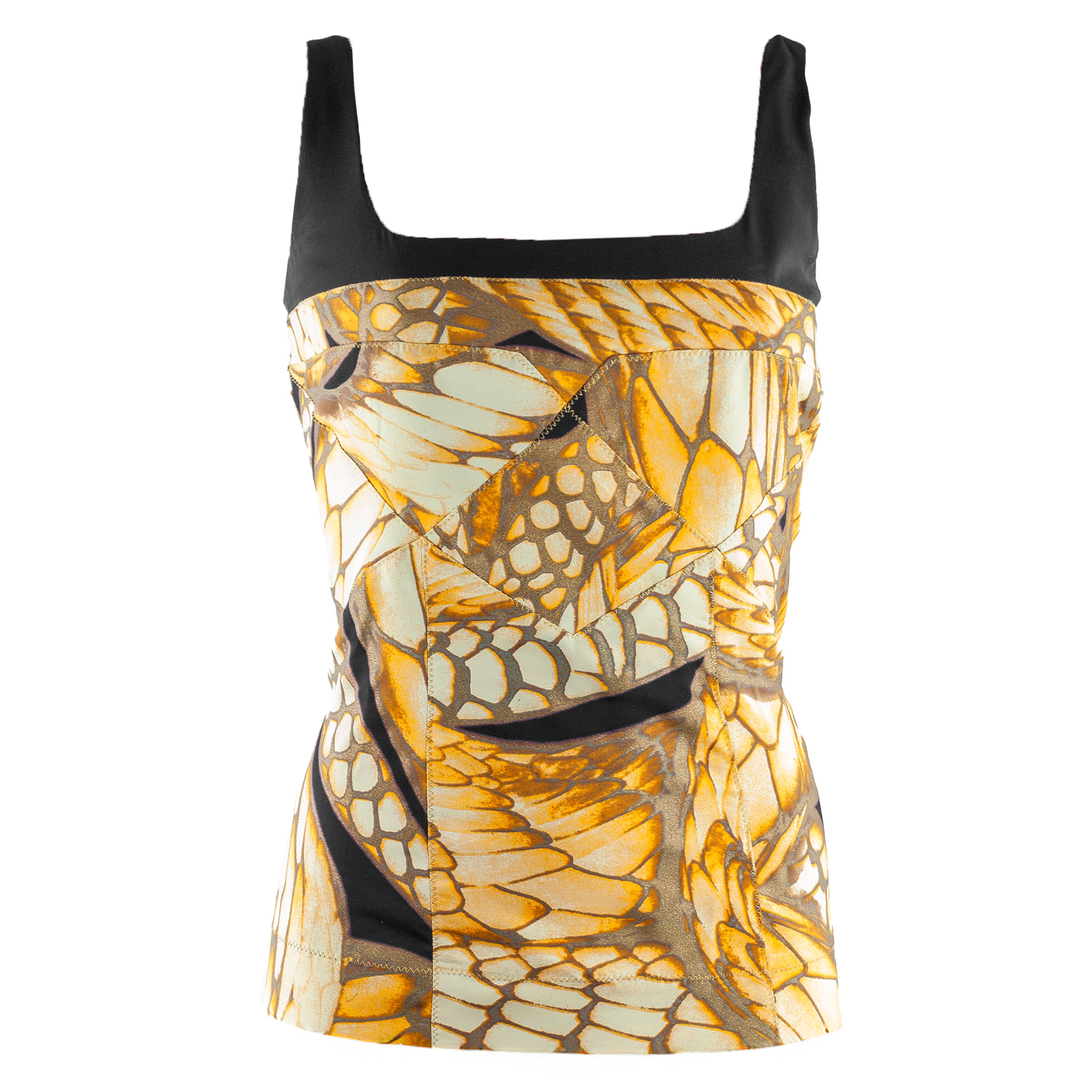 Just Cavalli Vintage Yellow Feathers Bustier (S)